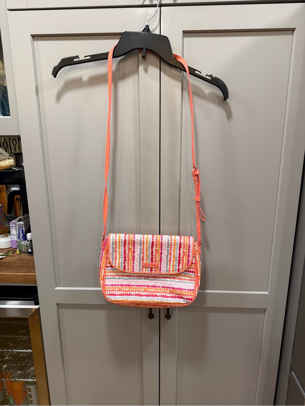 Vera Bradley Pink and Coral Striped Crossbody Bag
